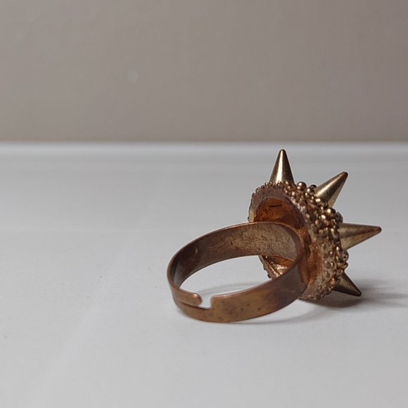Very Cool Metal Spike And Rhinestone Ring Size 7.5 - Picture 4 of 13